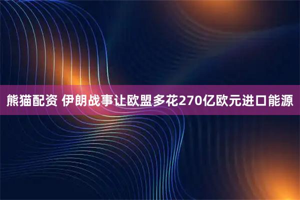 熊猫配资 伊朗战事让欧盟多花270亿欧元进口能源